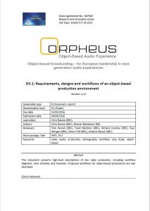 Orpheus report D3.1 cover